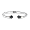 Black Spinel Sterling Silver Bangle Bracelet