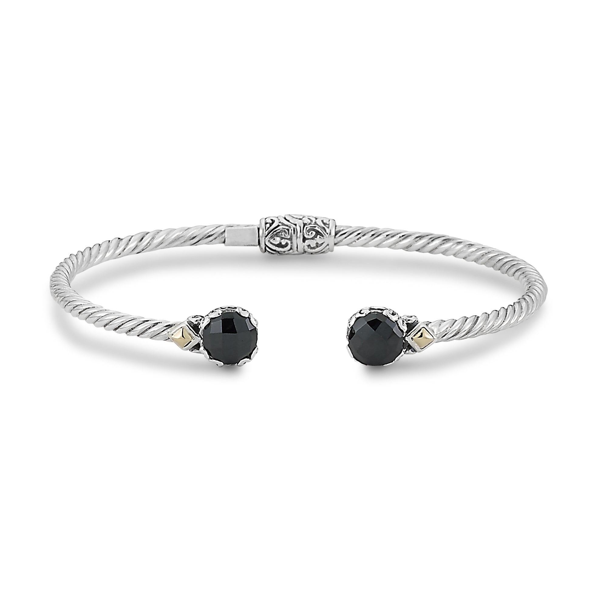 Black Spinel Sterling Silver Bangle Bracelet
