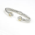 Pave' Diamond Cable Sterling Silver Bangle