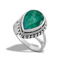 Emerald Sterling Silver Pear Shaped Ring