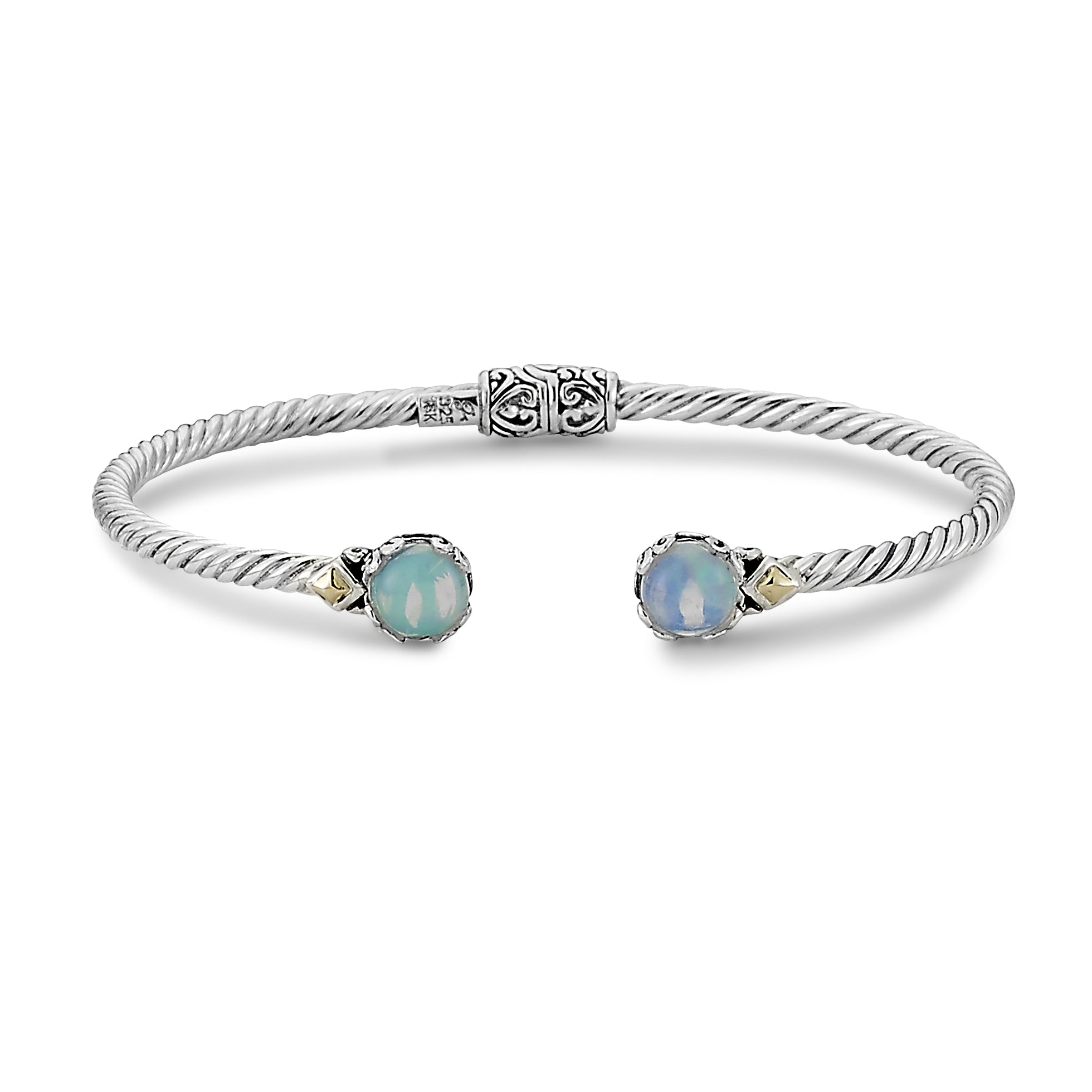Opal Sterling Silver Bangle Bracelet