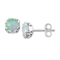 Opal Sterling SIlver Round Stud Earrings