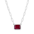 Ruby Sterling Silver Paperclip Necklace