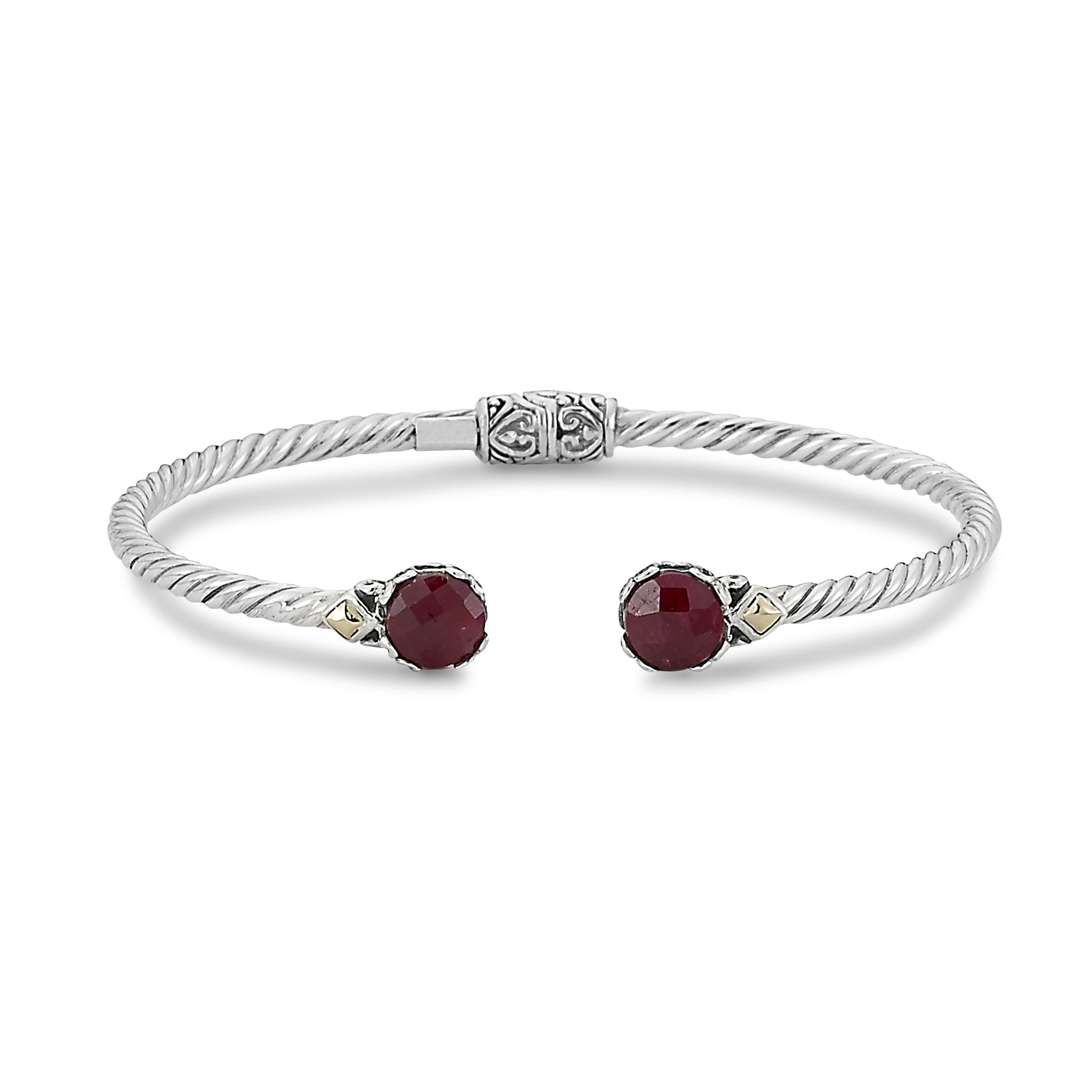 Ruby Sterling Silver Bangle Bracelet