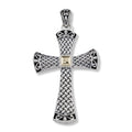 Sterling Silver 18k YG Woven Cross Pendant Necklace