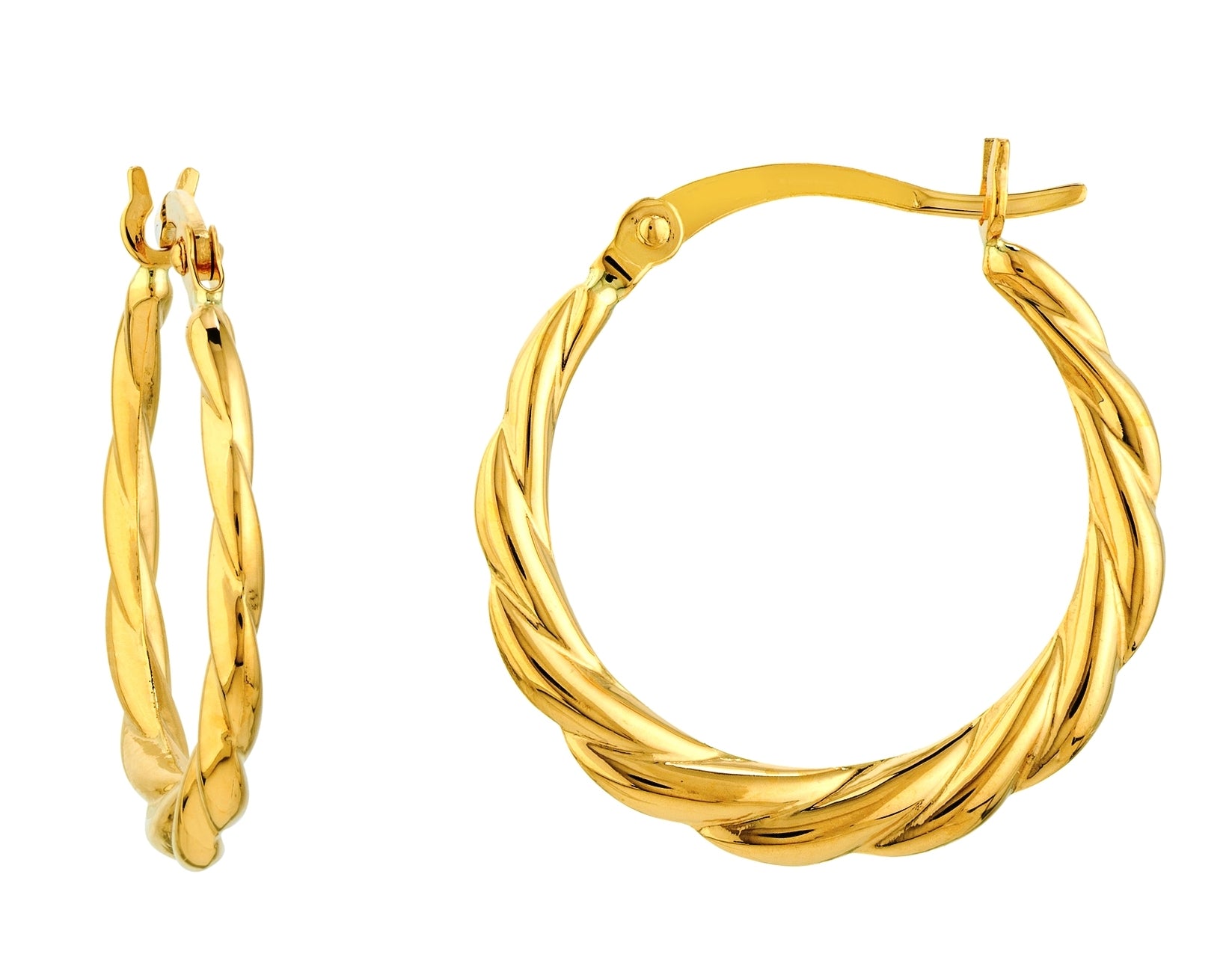 14KY Gold Twisted Round Hoops: Timeless