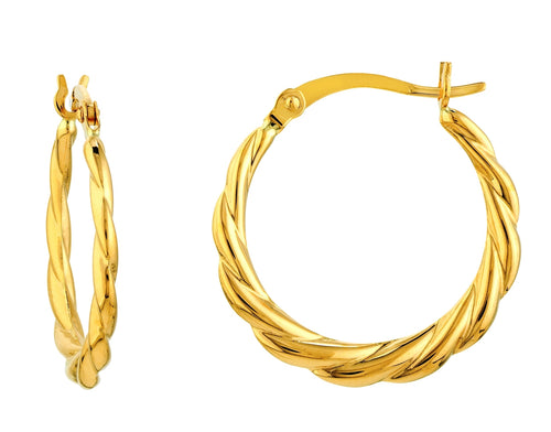 14KY Gold Twisted Round Hoops: Timeless