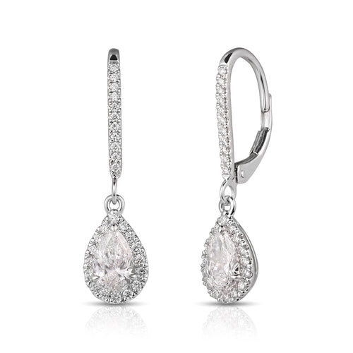 1 CTW Pear Lab Grown Diamond Earrings