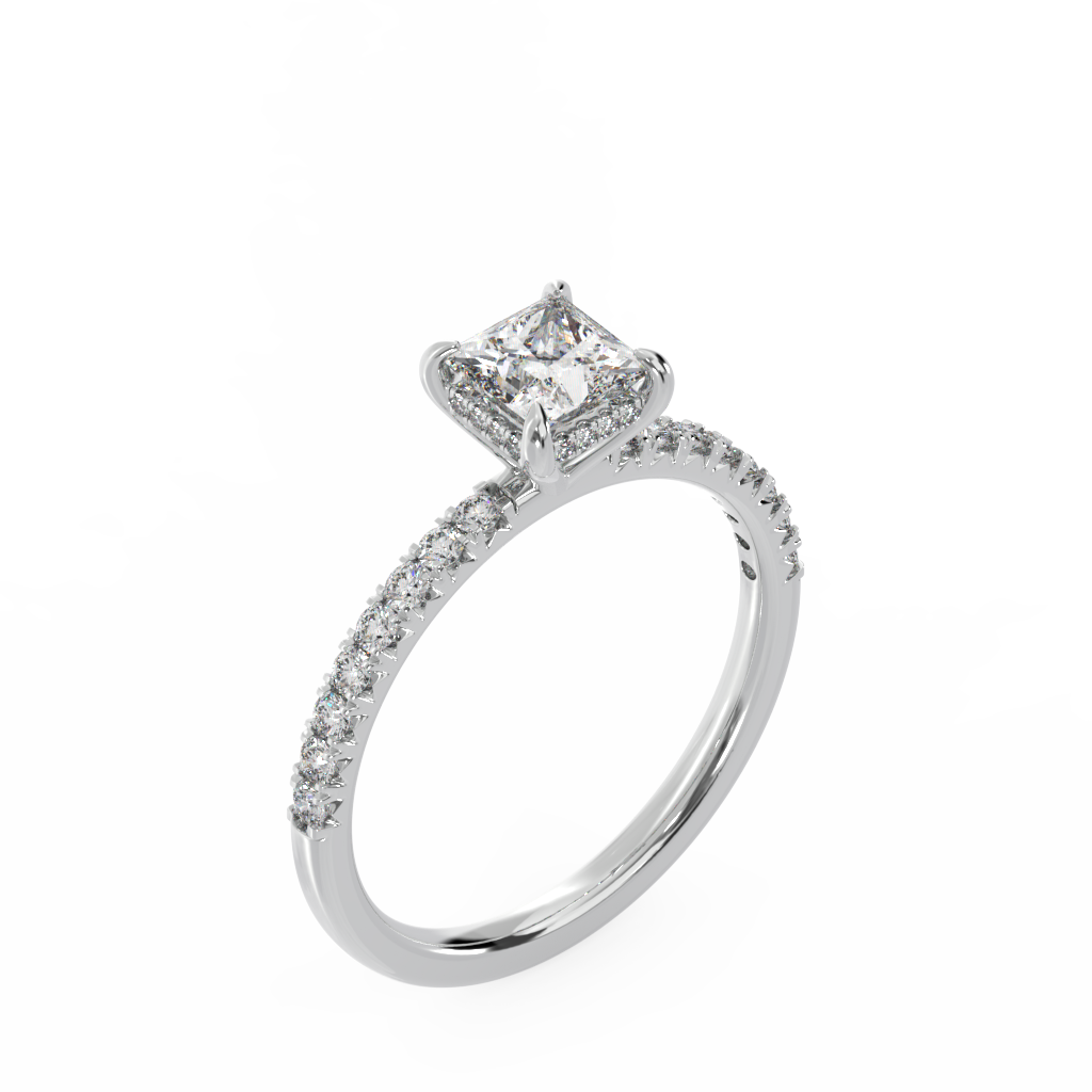 1 CTW Princess Cut Lab Grown Hidden Halo Ring