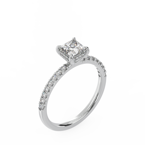 1 CTW Princess Cut Lab Grown Hidden Halo Ring