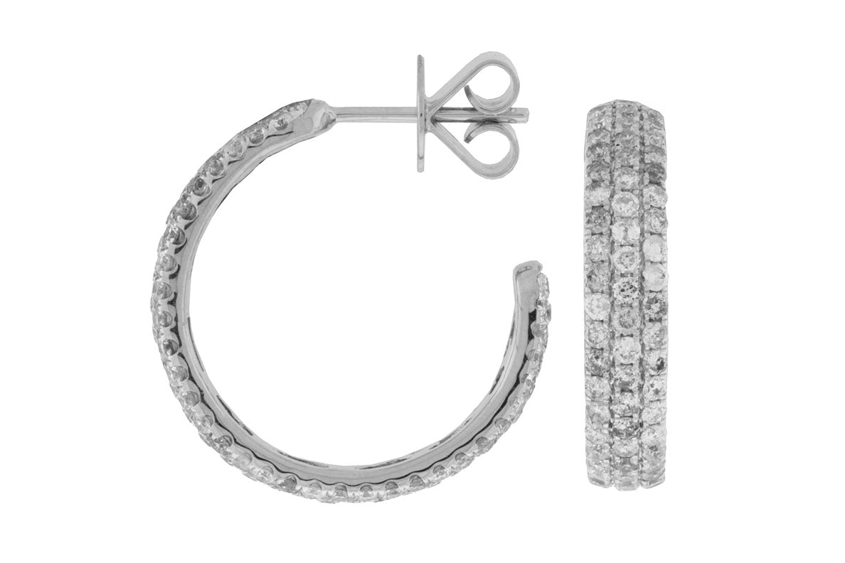 14KW 1.90 Carat Diamond Hoop Earrings