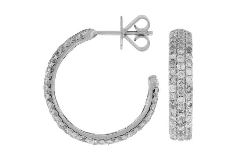 14KW 1.90 Carat Diamond Hoop Earrings