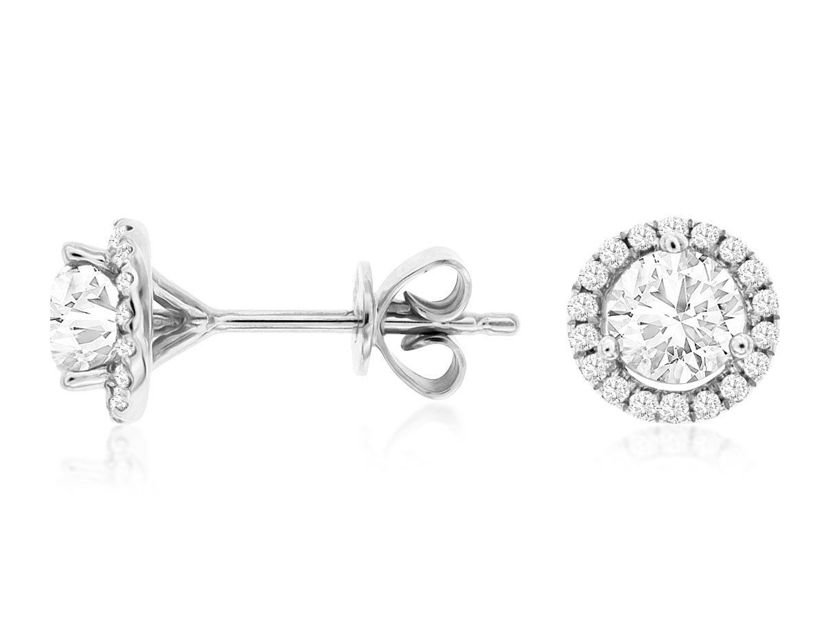 Classic Diamond Halo Stud Earrings