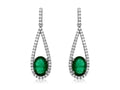 14KW Teardrop Emerald Diamond Earrings