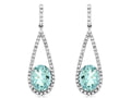 14KW Oval Aquamarine Diamond Halo Drop Earrings