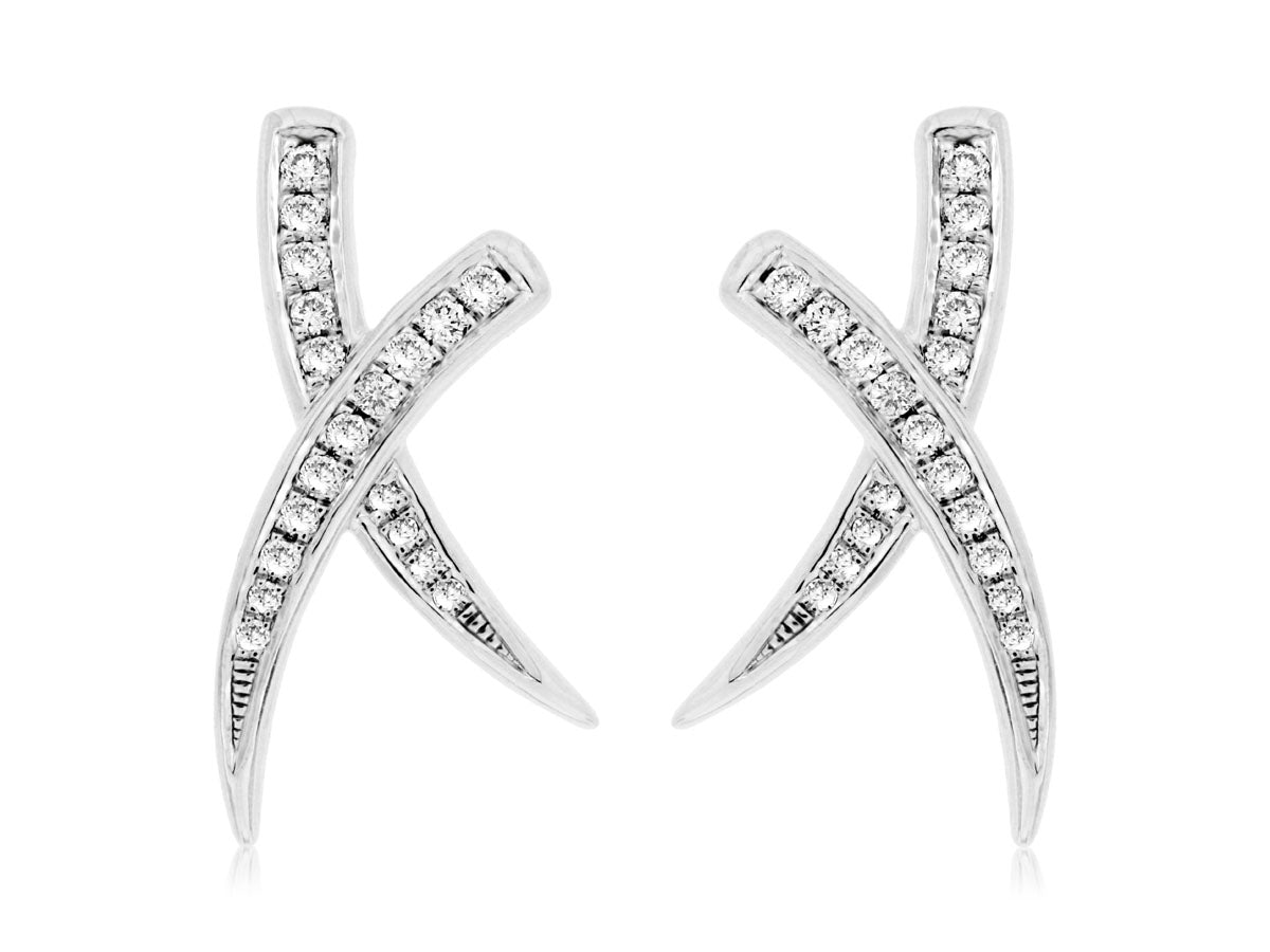 14KW X Style Diamond Earrings