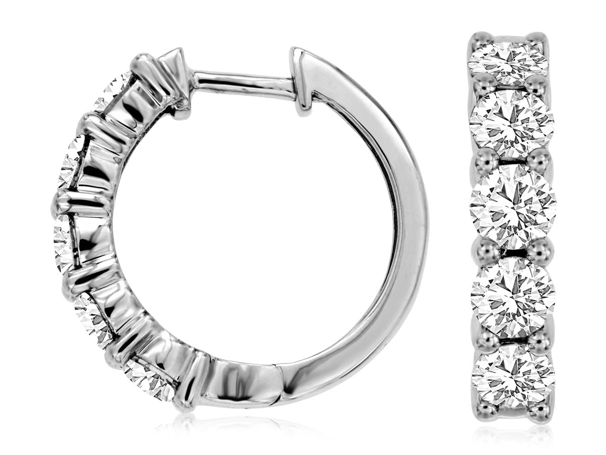 Brilliant 2ctw 14K White Gold Diamond Hoops