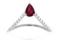 Bold Pear .45ct Ruby & Diamond V-Ring 14KW