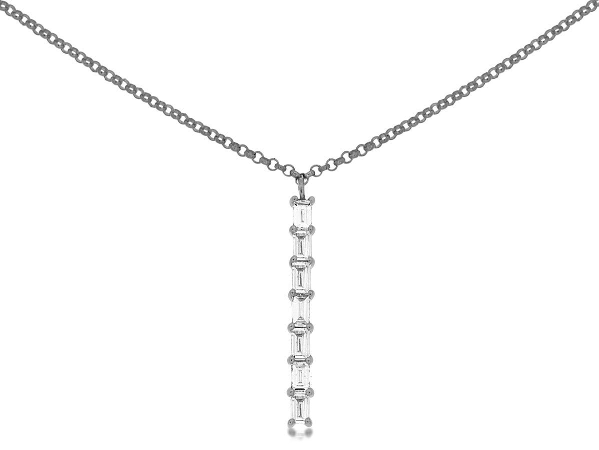 14KW Gold 0.26 CTW Linear Baguette Diamond Necklace