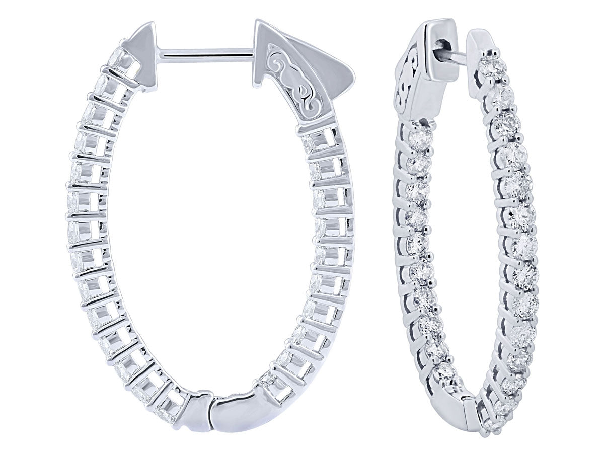 14KW Gold Diamond Hoops 1.50ctw