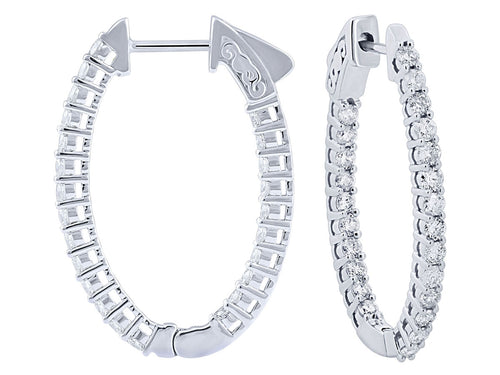 14KW Gold Diamond Hoops 1.50ctw