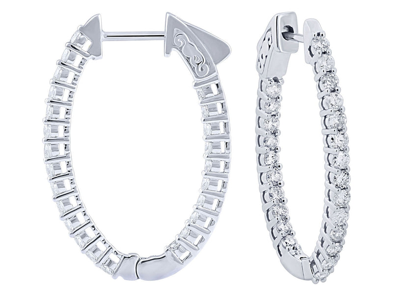 14KW Gold Diamond Hoops 1.50ctw