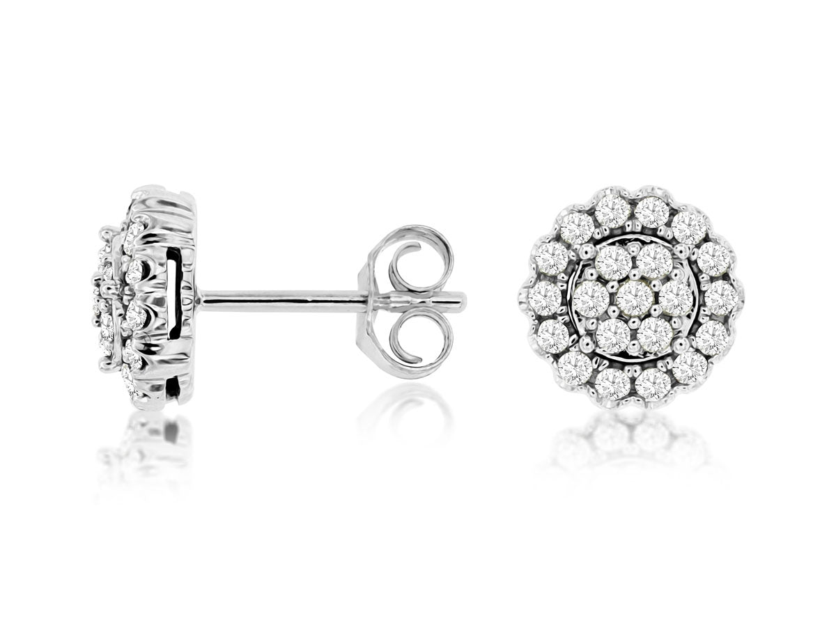 14KW 1/2 CT Halo Earrings