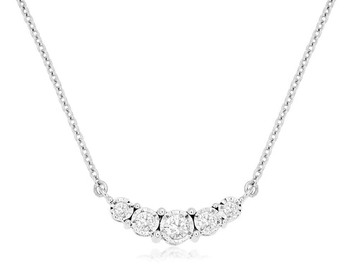14KW Graduated 5-Diamond Necklace .20CTW