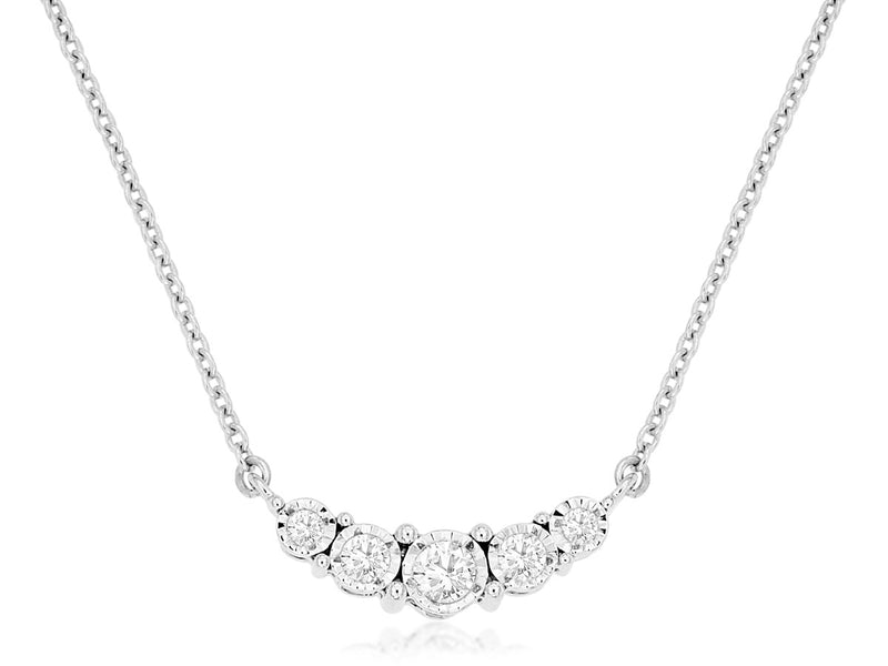14KW Graduated 5-Diamond Necklace .20CTW