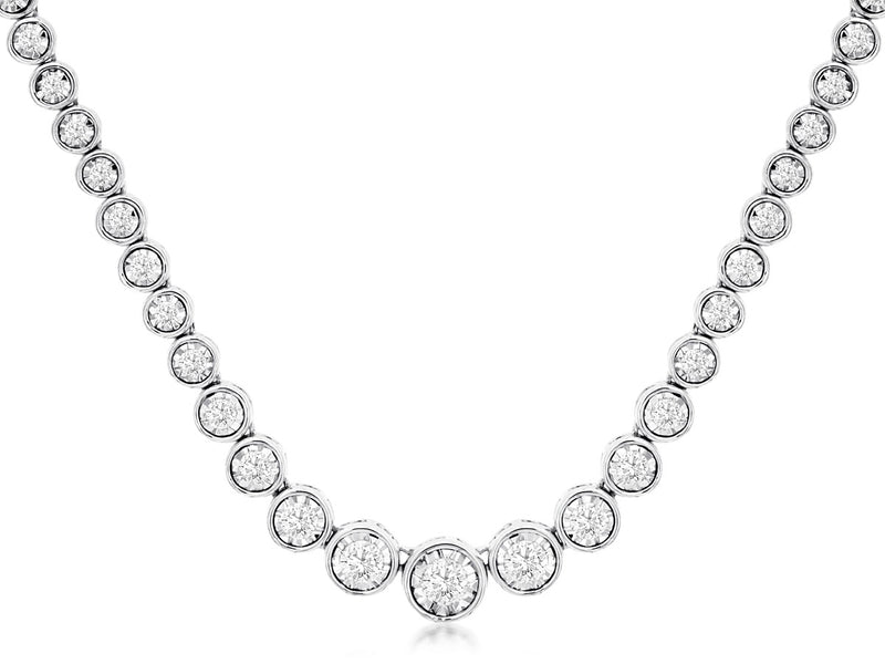 Captivating 1.50CT 14KW Bezel Diamond Tennis Necklace