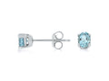 Ocean-Blue Aquamarine 14K White Gold Stud Earrings