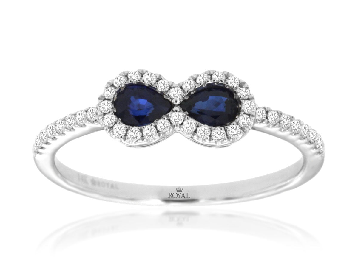 14K White Gold Sapphire Diamond Infinity Ring