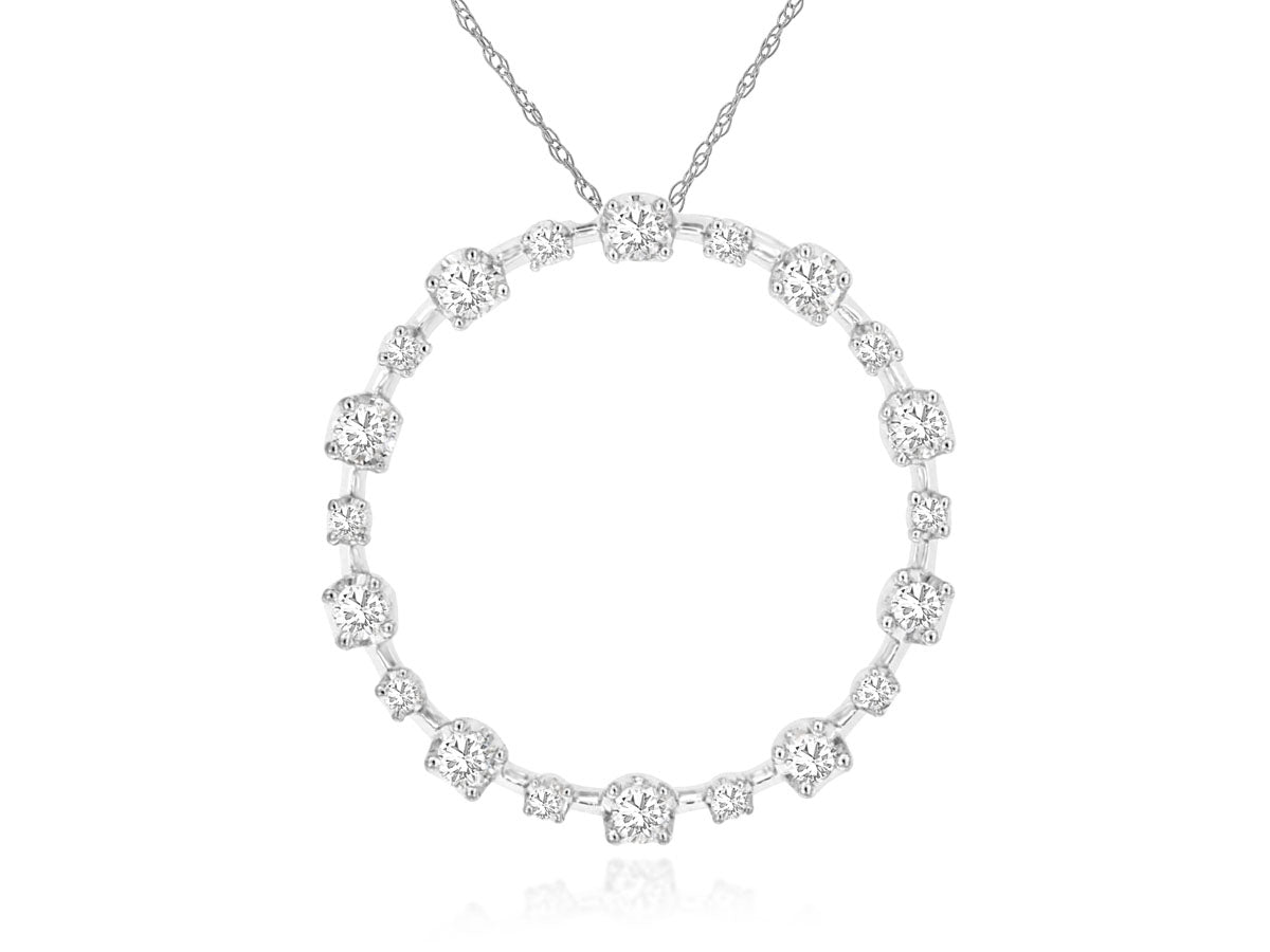 14K White Gold 0.25CTW Diamond Circle Pendant