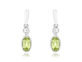 14K White Gold Peridot & Diamond Drop Earrings