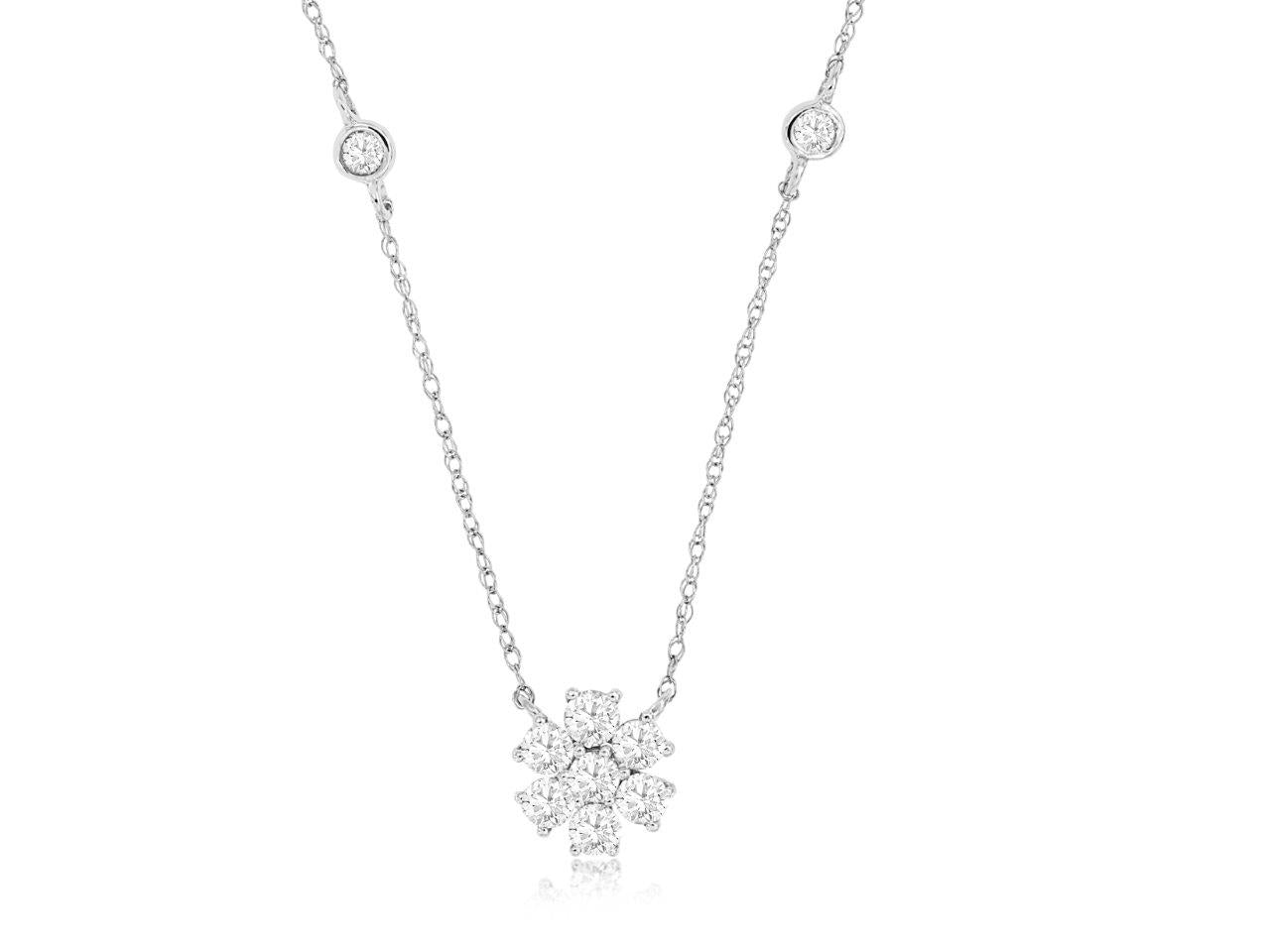 Radiant Floral 14K White Gold Diamond .82CTW