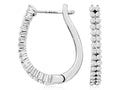 14K White Gold .73CTW Double Row Oval Diamond Hoop Earrings