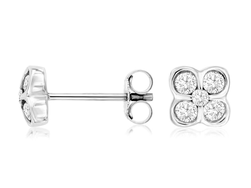 Bezel Set .50CTW 14KW Floral Diamond Studs