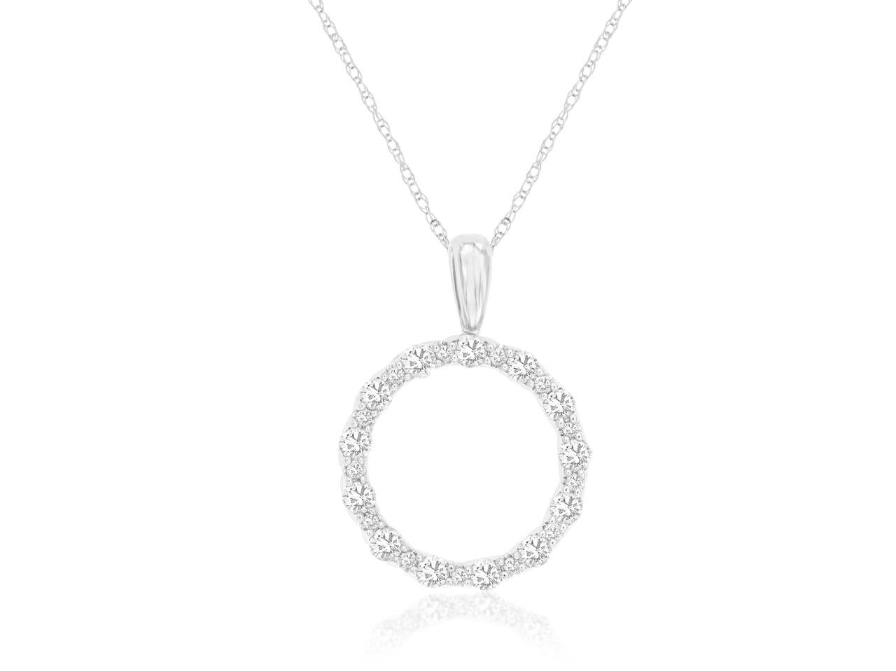 14KW Gold  0.50CTW Diamond Circle Necklace